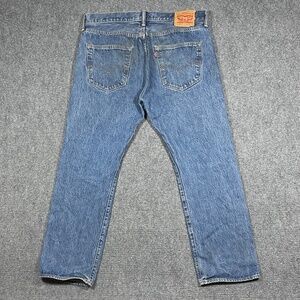 Levis 501 Denim Jeans Mens 36x29 Blue Mid Wash Button Fly Straight 0955